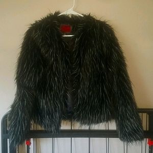 Black and white faux fur jacket